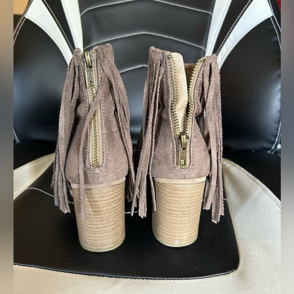 Fringe Suede Ankle Boots - Tan - Picture 3 of 6